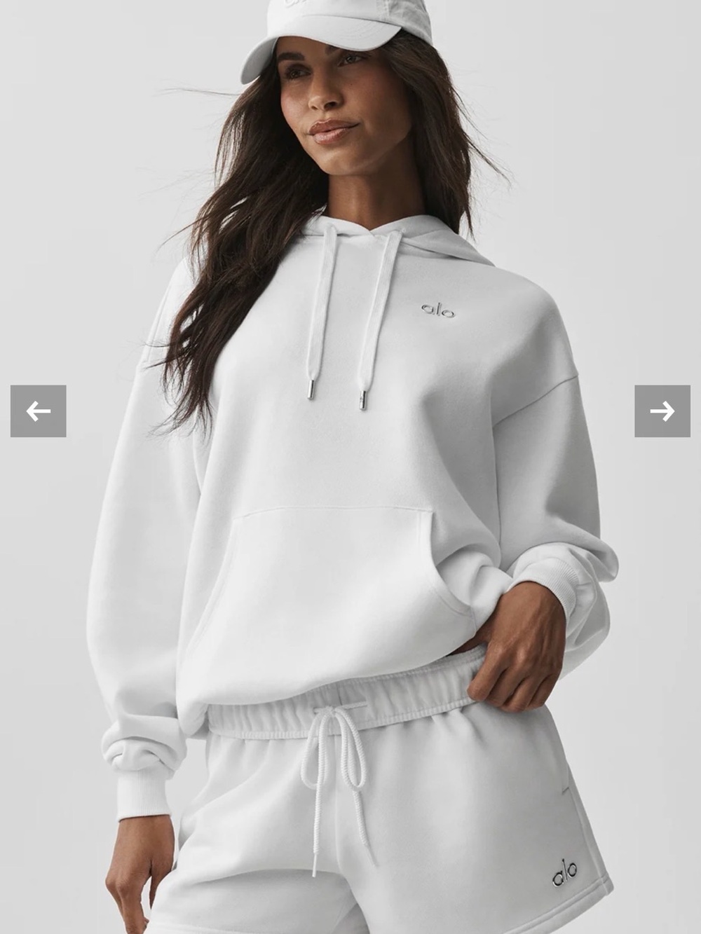 ALO Yoga Women's White Pullover Hoodie with Subtle Logo